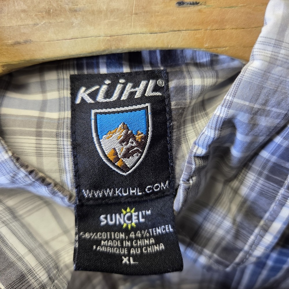 KUHL SUNCEL Men's Button Up Plaid Short Sleeve Shirt Size XL Camping Hiking - Picture 4 of 8
